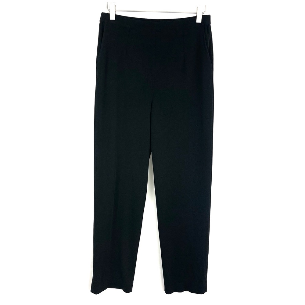 Ming Wang Acrylic Knit Black Straight Leg Ankle Pants Casual Career Style